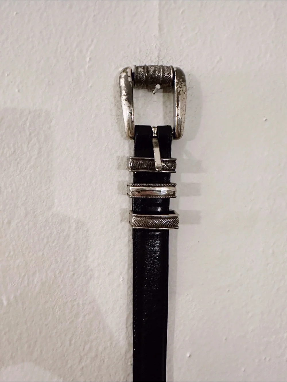 Vintage Brighton Leather Belt Silver Western Hardware Black 1995 - Picture 6 of 6